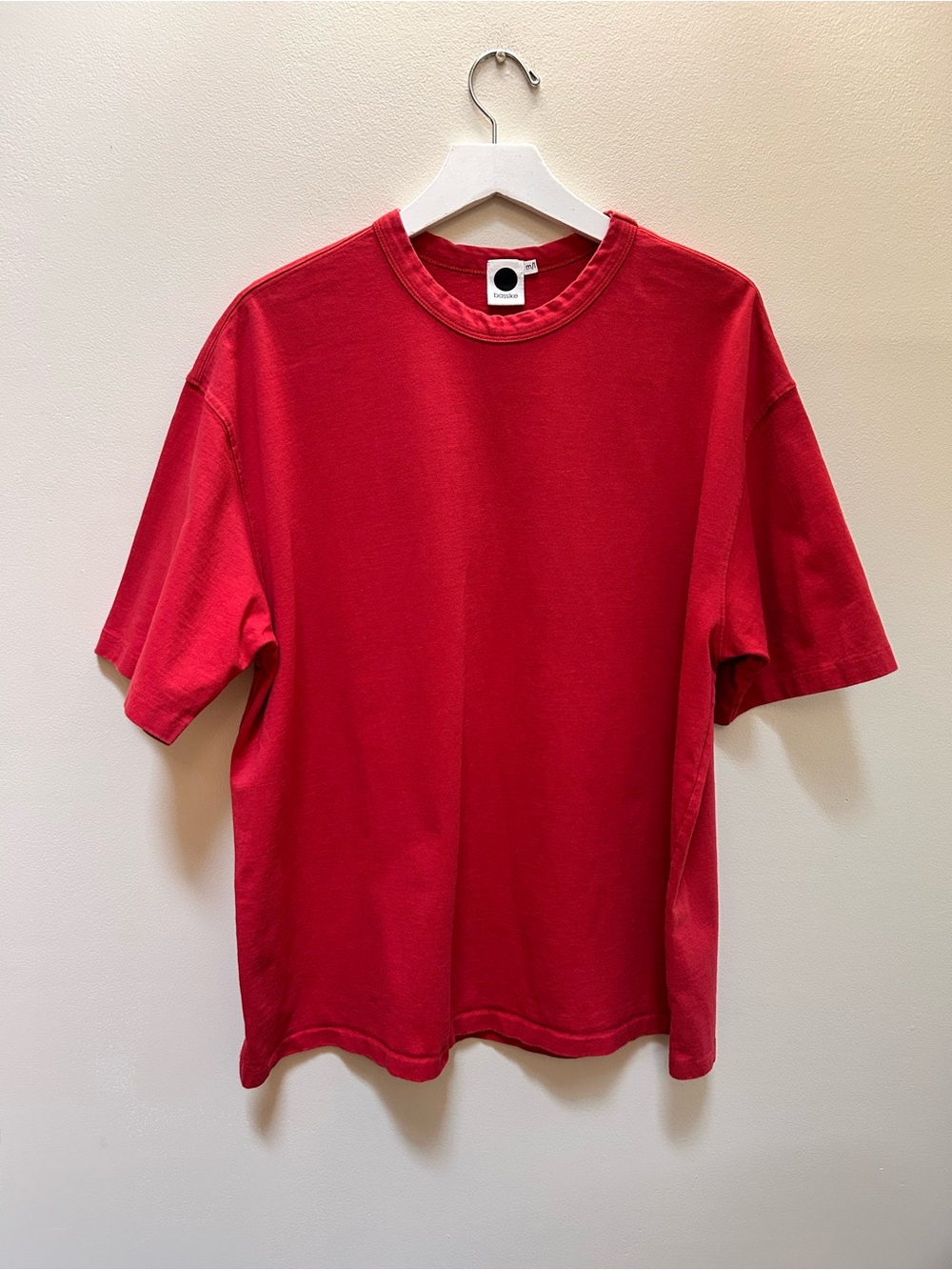bassike ~ Men’s Universal Oversized Organic Cotton Red Tee Shirt in size m/l